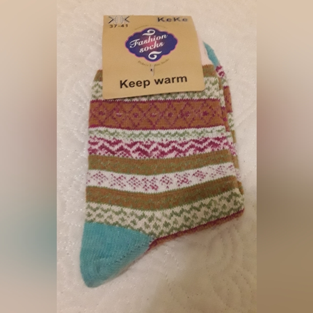 KEKE COZY WOOL BLEND PATTERNED SOCKS